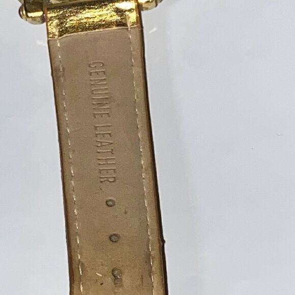 Futura Women's Gold Tone Floating Rhinestone Leather Band Quartz Watch OS - Picture 9 of 13